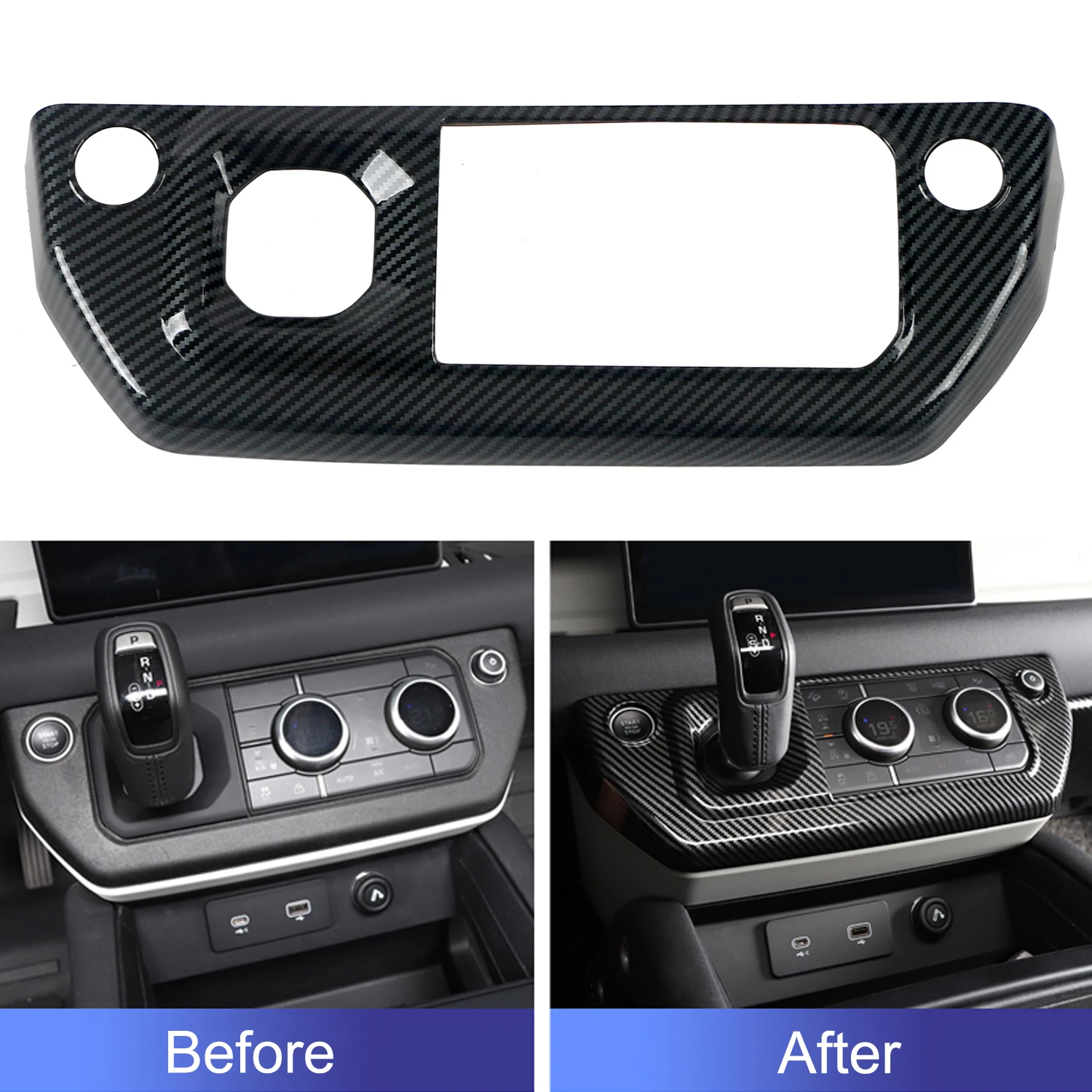 

for Land Rover Defender 2020-2023 Center Console Overlay Carbon Fiber Grain ABS Plastic 1pcs, Not Suitable for RHD