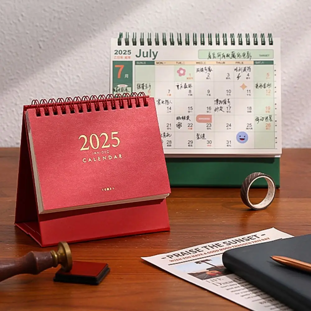 Pianificatore da tavolo Creativo 2024-2025 Calendario 2025 Carta spessa Standing Flip Calendario Memo Pad Calendario desktop portatile Regali