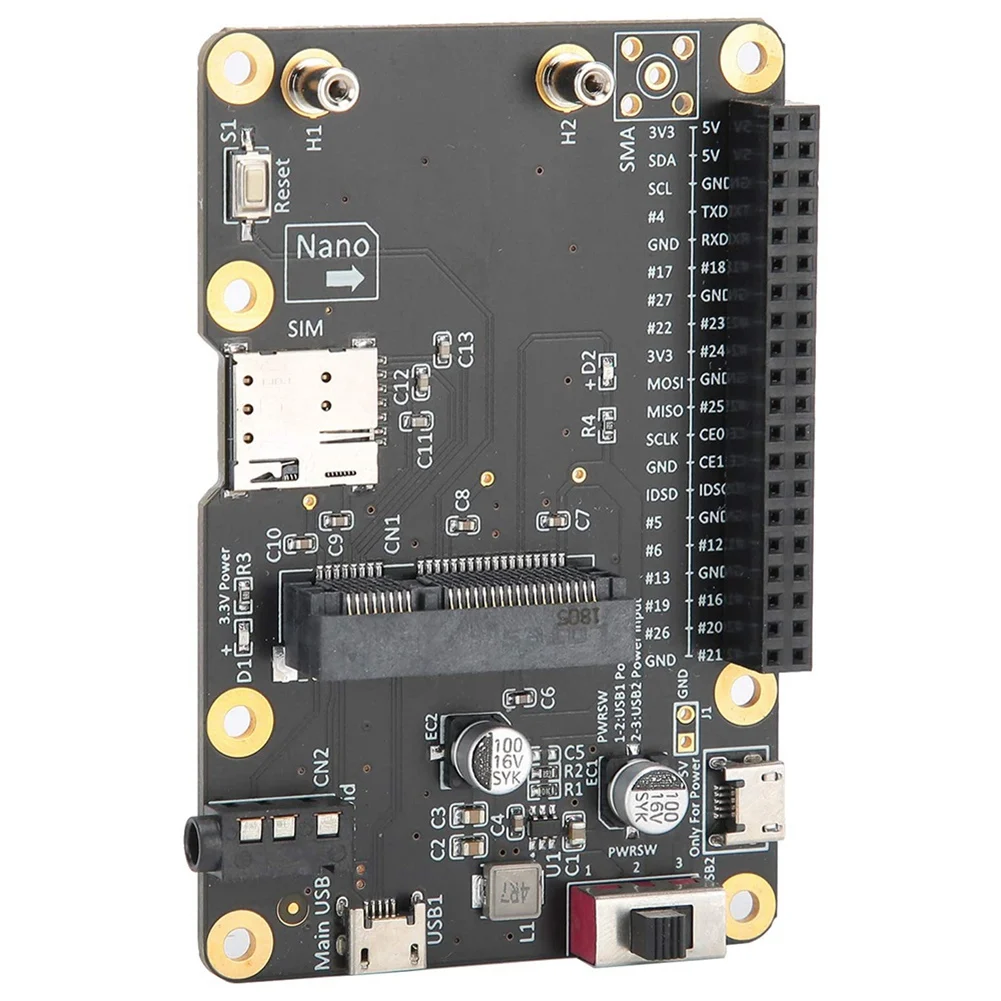 A48U Mini 3G/4G/LTE Module HAT Portable USB Expansion Board with SIM Card Slot Vertical Adapter Card for