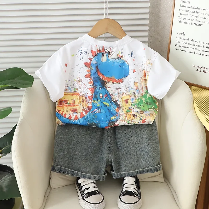 

New Summer Baby Boys Clothes Set Children Short Sleeved T-Shirt Shorts 2Pcs/Sets Kids Clothing Infant Fashion Cartoon Costume