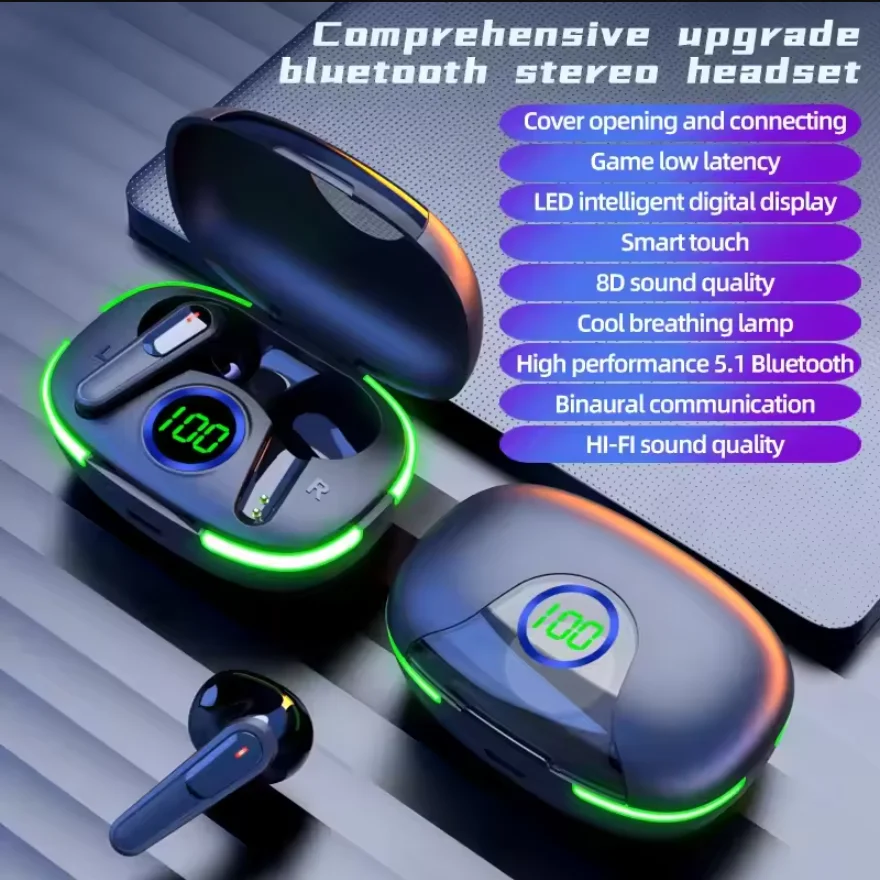 New TWS Touch Contral with Digital Display Sports Earbuds for Samsung iPhone Huawei Pro 80 Wireless Bluetooth Earphones in Ear