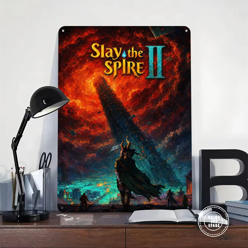 Slay the Spire II Game Art 3D Printed Texture Poster Personalized Wall Art Retro Metal Tin Signs for Wand Deko Decor Living Room