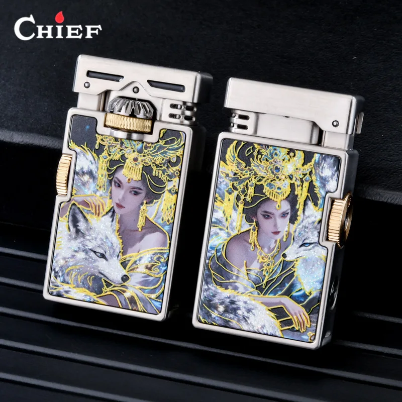 Unique Metal wicks Fluid Lighter Creative Engaged Cigarette Accessories Classic Retro Smokers Antique Collectible Gift