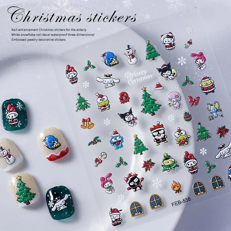 Adesivos de Natal para unhas Conjunto de pacotes de adesivos 3D - Acessórios de arte Suprimentos Materiais Produtos Mercadorias Decalques Designs para manicure