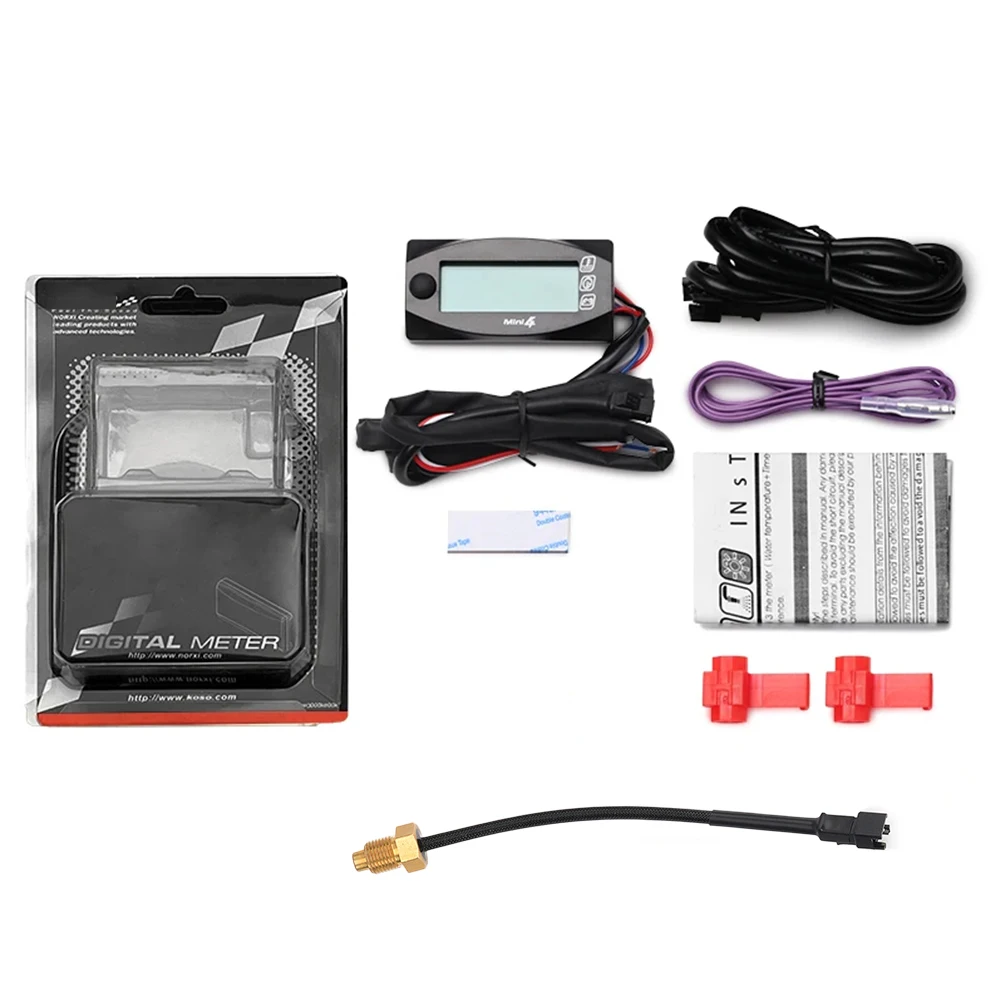 Motorcycles Water Temperature Voltmeter Time Display RPM Tachometer Mini KOSO 4 in 1 LED Digital Modified Instrument Accessories