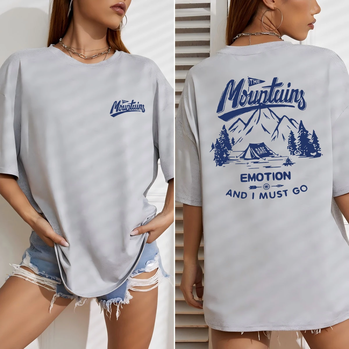 

Горы Go Camping Emotion Design Футболка Женская универсальная футболка в стиле хип-хоп Y2K Хлопковая спортивная одежда Летняя свободная женская одежда