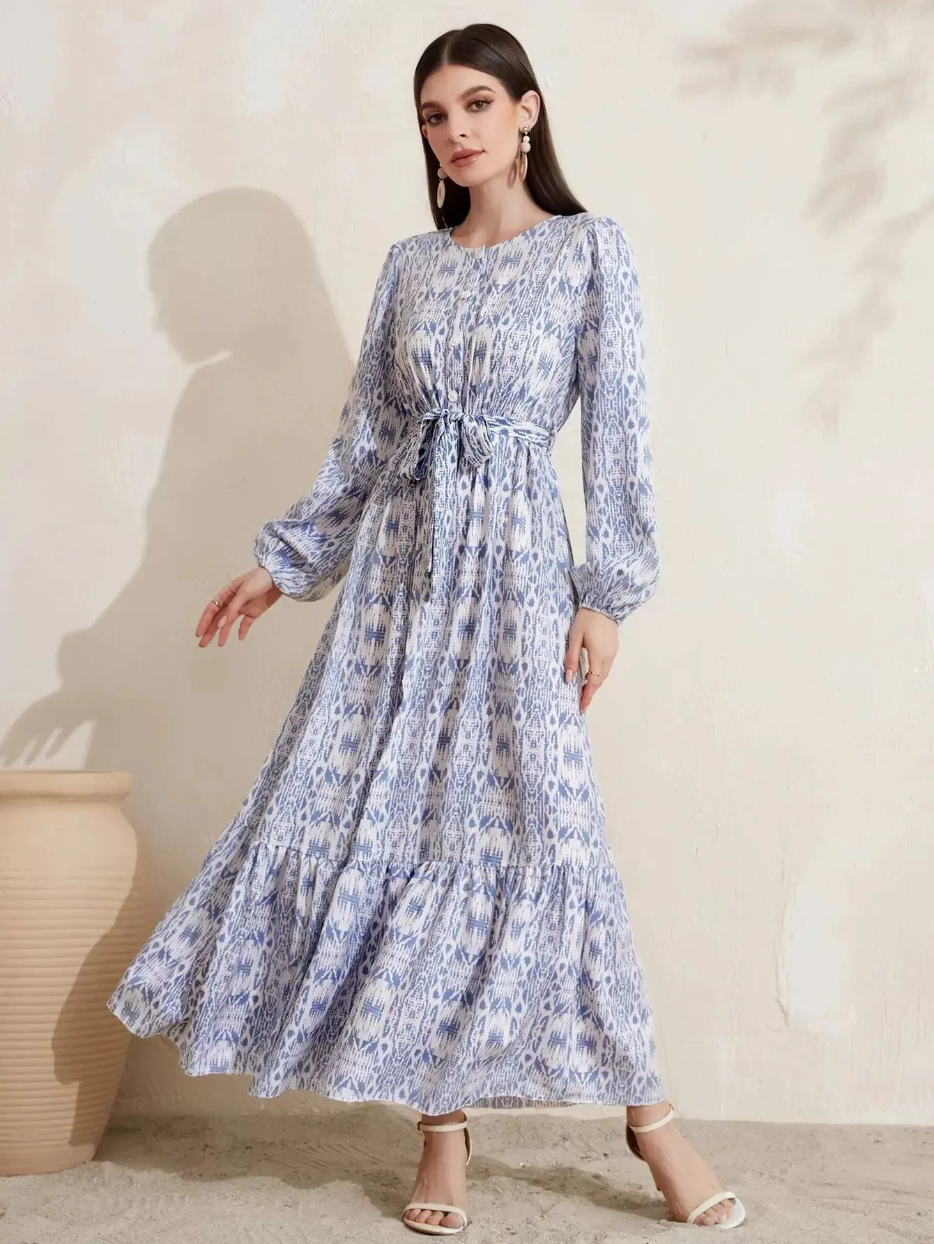 Customized Wholesale Middle East Muslim Women's Spring and Summer Fashion French Printed Dresses