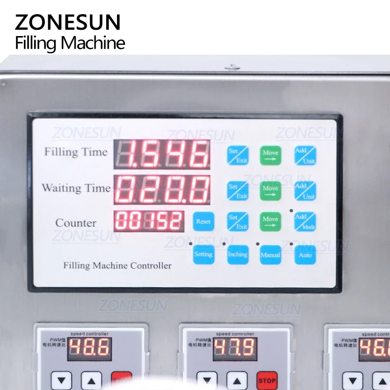 ZONESUN 6 Heads Magnetic Pump Beverage Perfume Water Juice Essential Oil Electric Digital Liquid Bottle Filling Machine