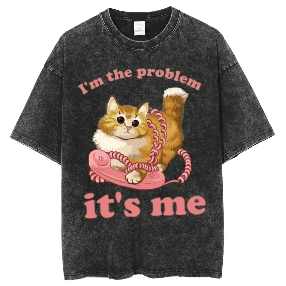 I'm The Problem Cotton Clothing Anime Helinox Palastine T Shirts Oversize Fugees Cat's Problem Man Women T-shirts Offer Kanye