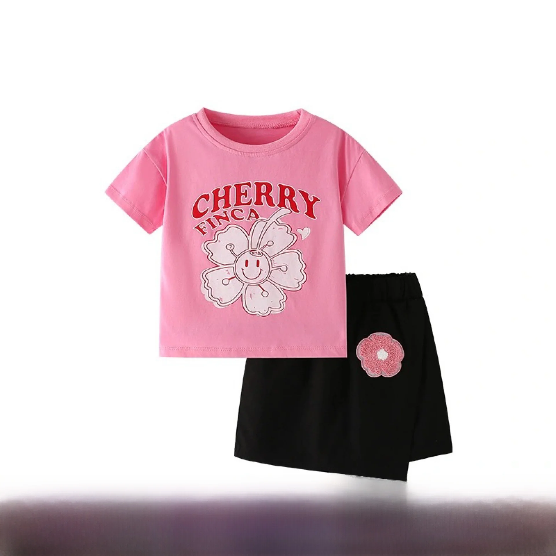 

Летняя одежда Malwee для девочек, круглая футболка Ne ort Sve Dr Set, комплект из хлопка, 00% милый комплект из двух предметов для детей от маленьких и средних лет