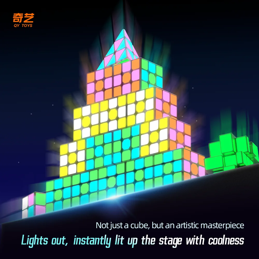 [CubeFun] QiYi 2x2 3x3 ملصق الفلورسنت مكعب سلسلة مغناطيسية ماجيك مكعب السرعة Pyraminx مرآة المهنية لغز الهدايا