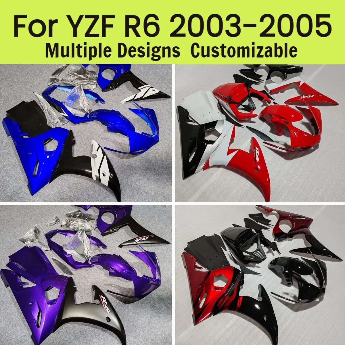 

ABS Fairing Kit YZFR6 2003 2004 2005 Customizable Motorcycle Accessories Fairings for YAMAHA YZF R6 03 04 05