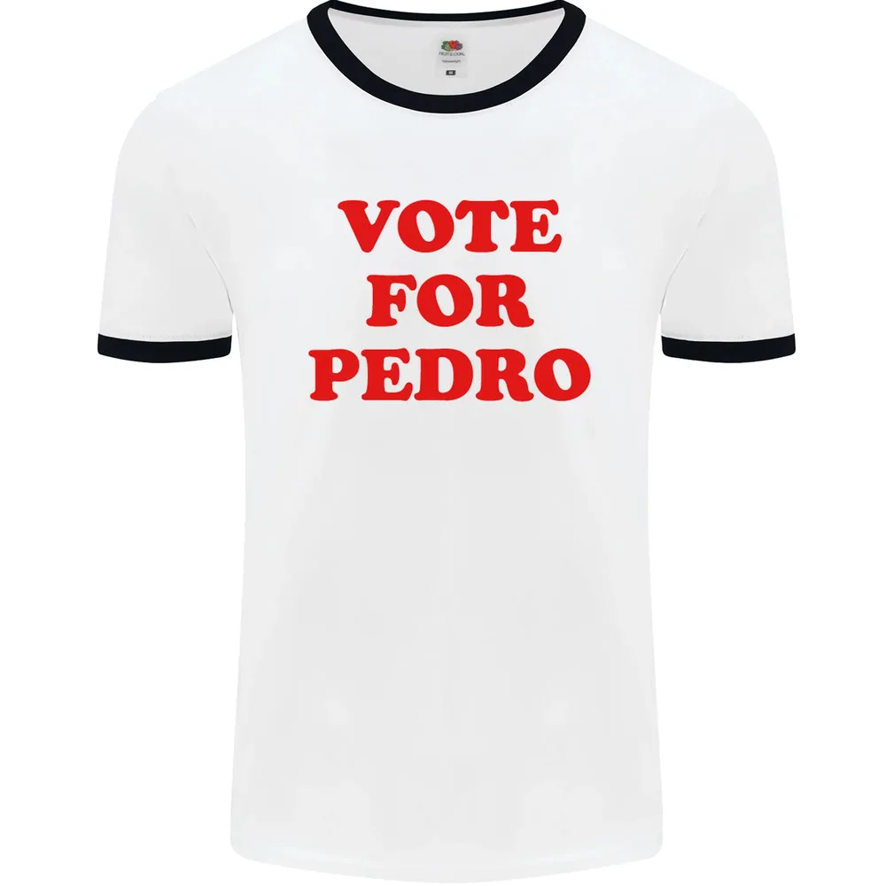 

Vote For Pedro Mens Ringer T-Shirt tops Unisex Summer Short Sleeve