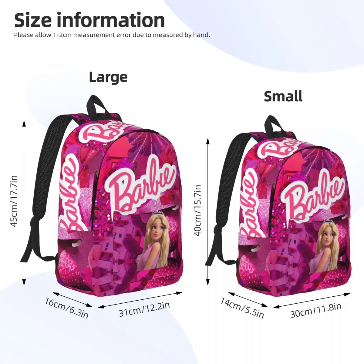 Cute Barbie Children\'s Bags Sanrio Barbie For Men Women Vintage Camping Gift Multi Compartment Laptop Bag