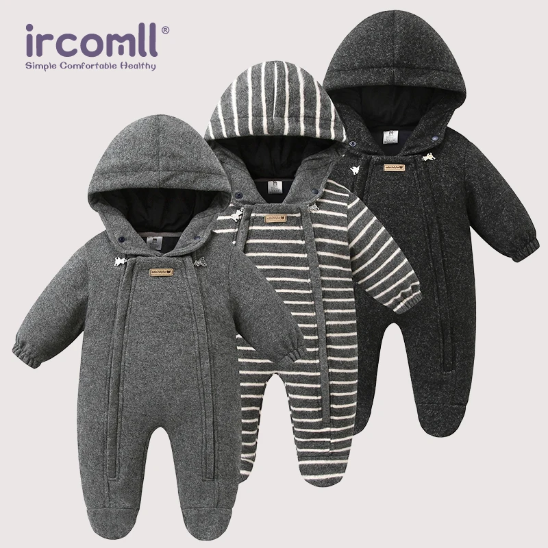 Ircomll Baby Jumpsuit Boy Overalls Composite Plus Velvet Thin Children Clothing Coat Infant Outwear Newborn Romper