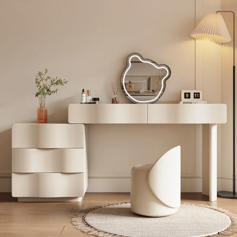 Bedroom Items Luxury Nordic Dressing Table Storage Organizer Dressers Makeup Modern White Desk Vanity Light Mirror Furniture Set