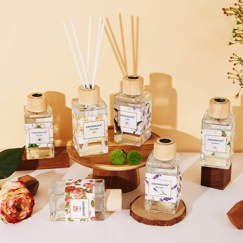 

Floral Series Perfume Flameless Aromatherapy Oil Lasting Indoor Freshness Reed Diffuser Set for Hotel Home Toilet Bathroom