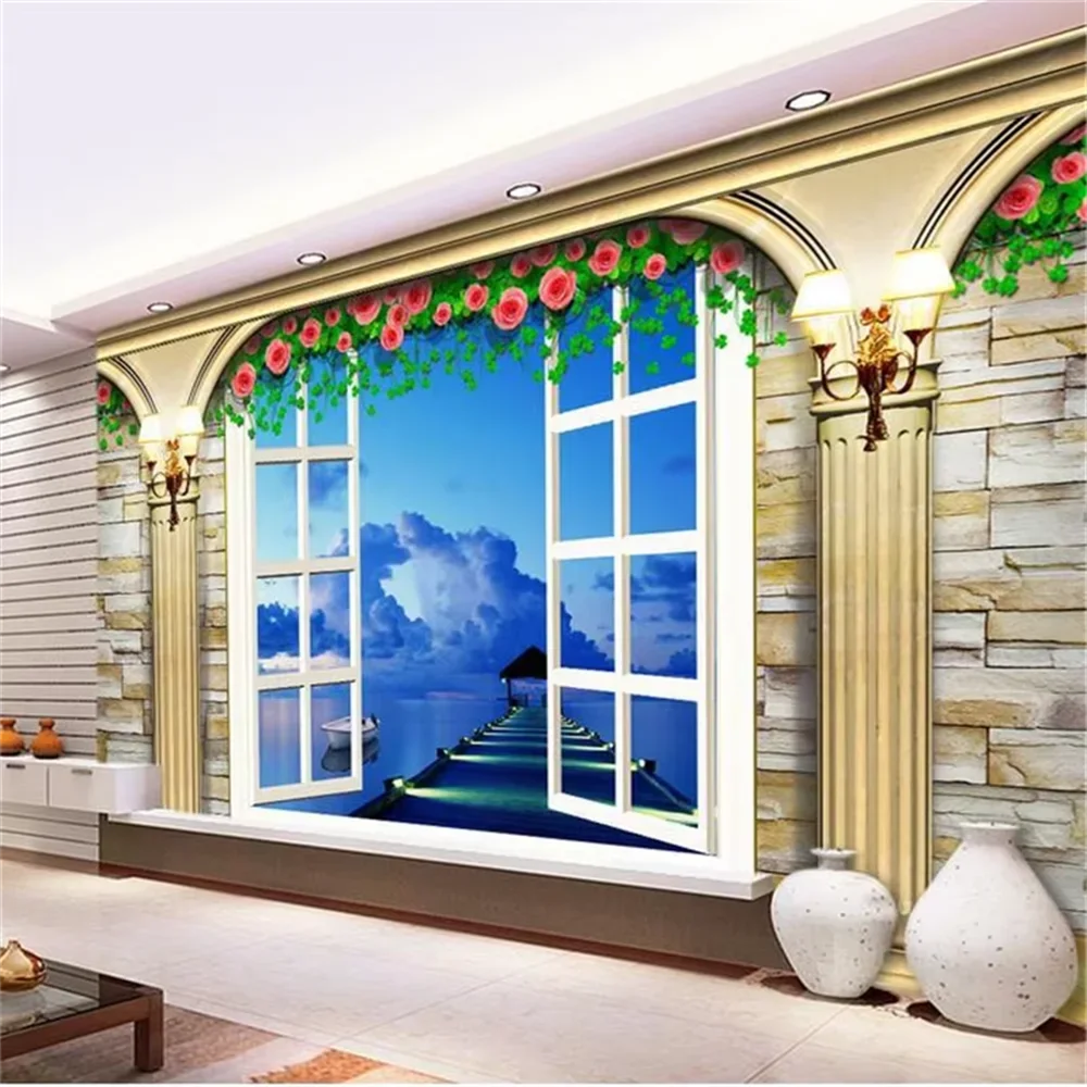 beibehang Custom size wallpaper 3d stereoscopic europa building TV backdrop wallpaper living room bedroom murals papel de parede