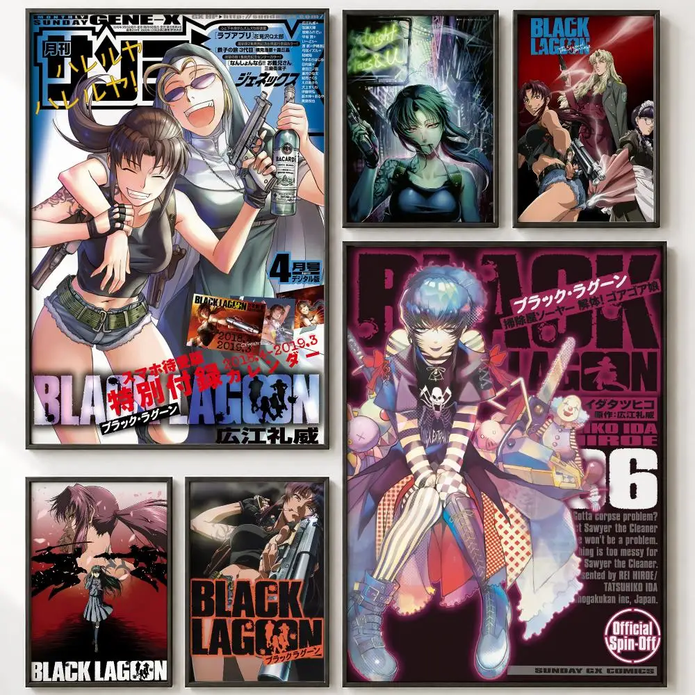 Action Anime Black Lagoon Poster HD poster wall art self-stick no-residue for home cafe office great gift