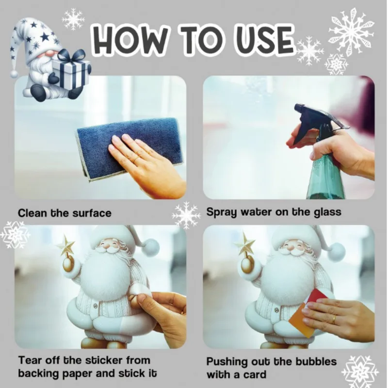 สติกเกอร์ติดกระจกอนิเมะลายแมวซานตาคลอส สำหรับตกแต่งร้านค้าและบ้าน ฟิล์มติดกระจกสำหรับเทศกาลฤดูใบไม้ผลิ