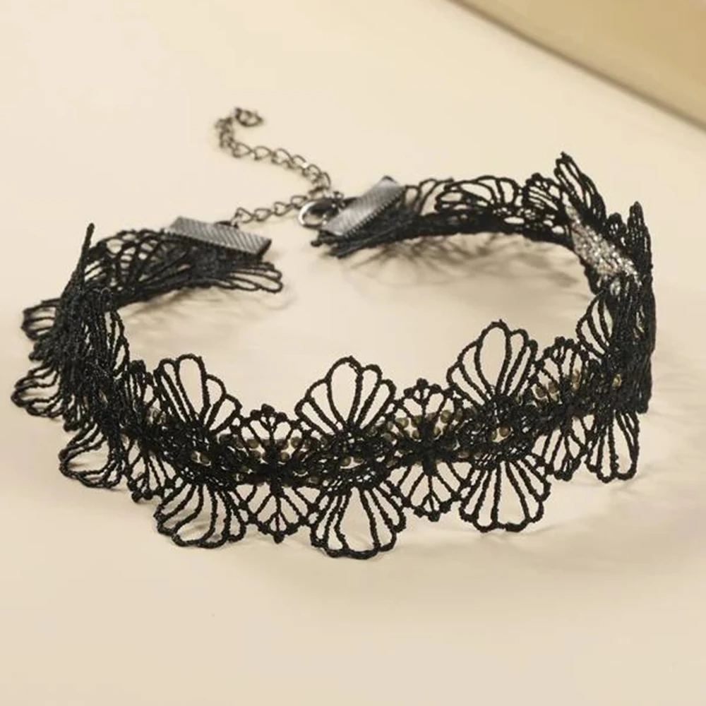 bls-miracle Summer Bohemia Newest Sexy Black Lace Choker For Woman 2022 Vintage Wedding Sparkling Collar Necklace