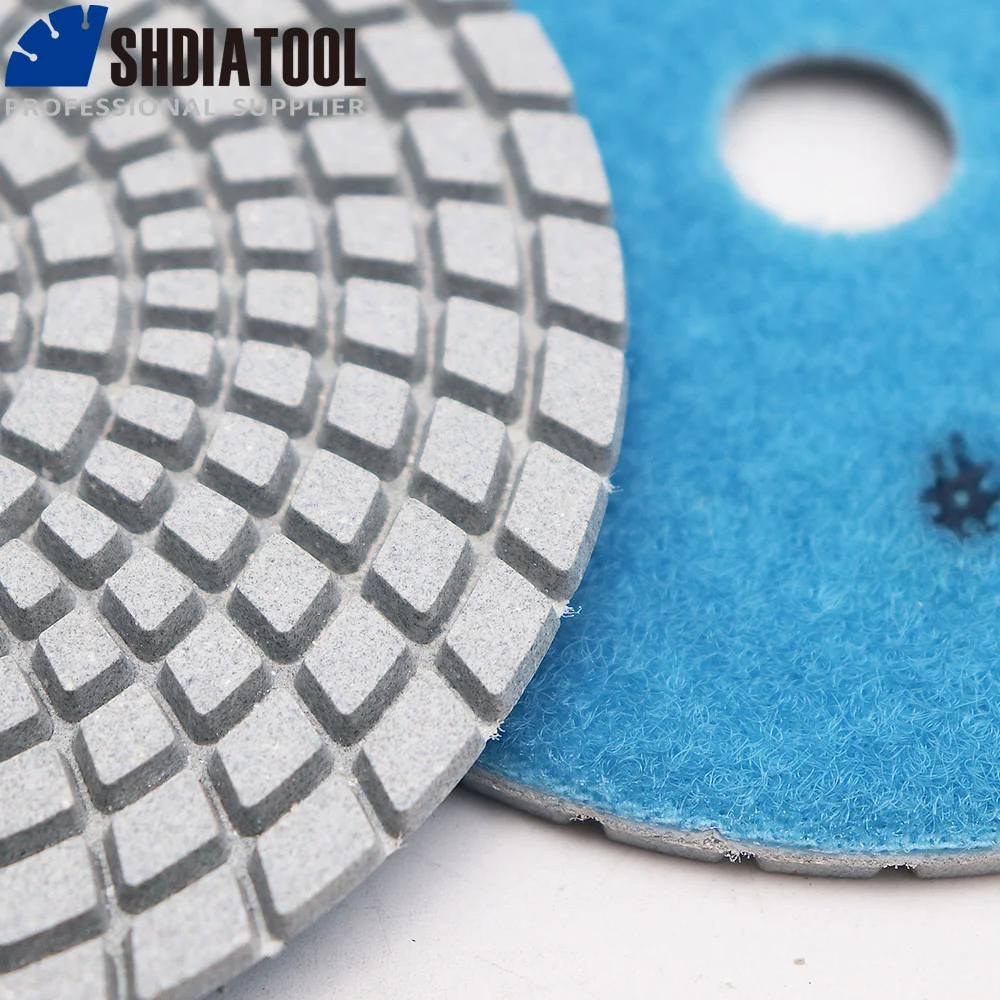 SHDIATOOL 7pcs 4inches #400 Diamond Wet Flexible Polishing Pads Set Abrasive Tool Dia100mm Velcro Removable Sanding Discs