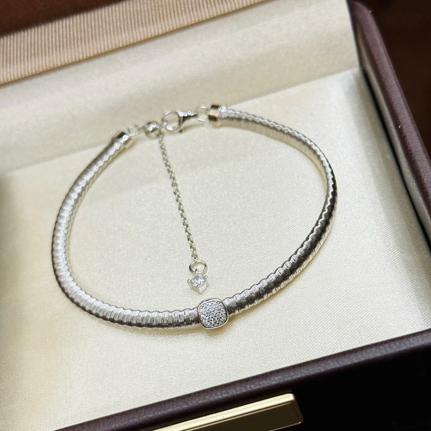 

100% 925 Sterling Silver Square Pave AAA Zirconia Bracelet For Women Fine Jewelry