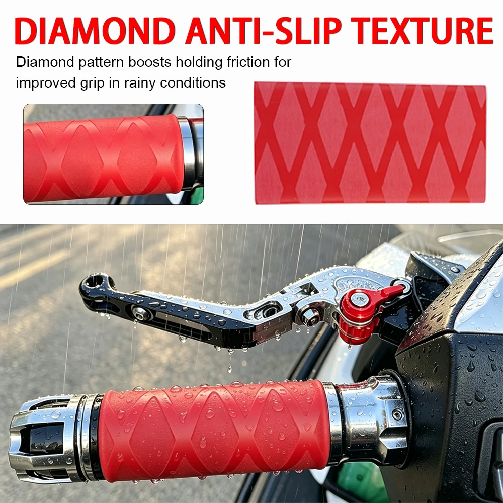 For Most Motorcycles Scooters ATV Universal Motorcycle Heat Shrink Handlebar Grips Anti-Slip Diamond Pattern Grip Covers