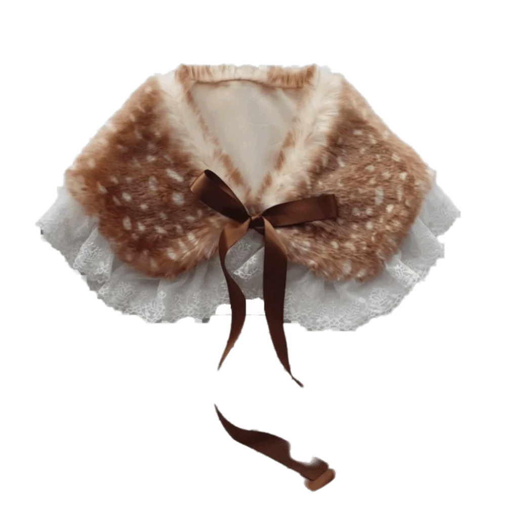 Thick Warm Deer Patterned Faux Fur Scarf Soft Fluffy Faux Mink Fur Mink Fur Fake Collar Japanese Luxury Thermal Cross-tie Scarf