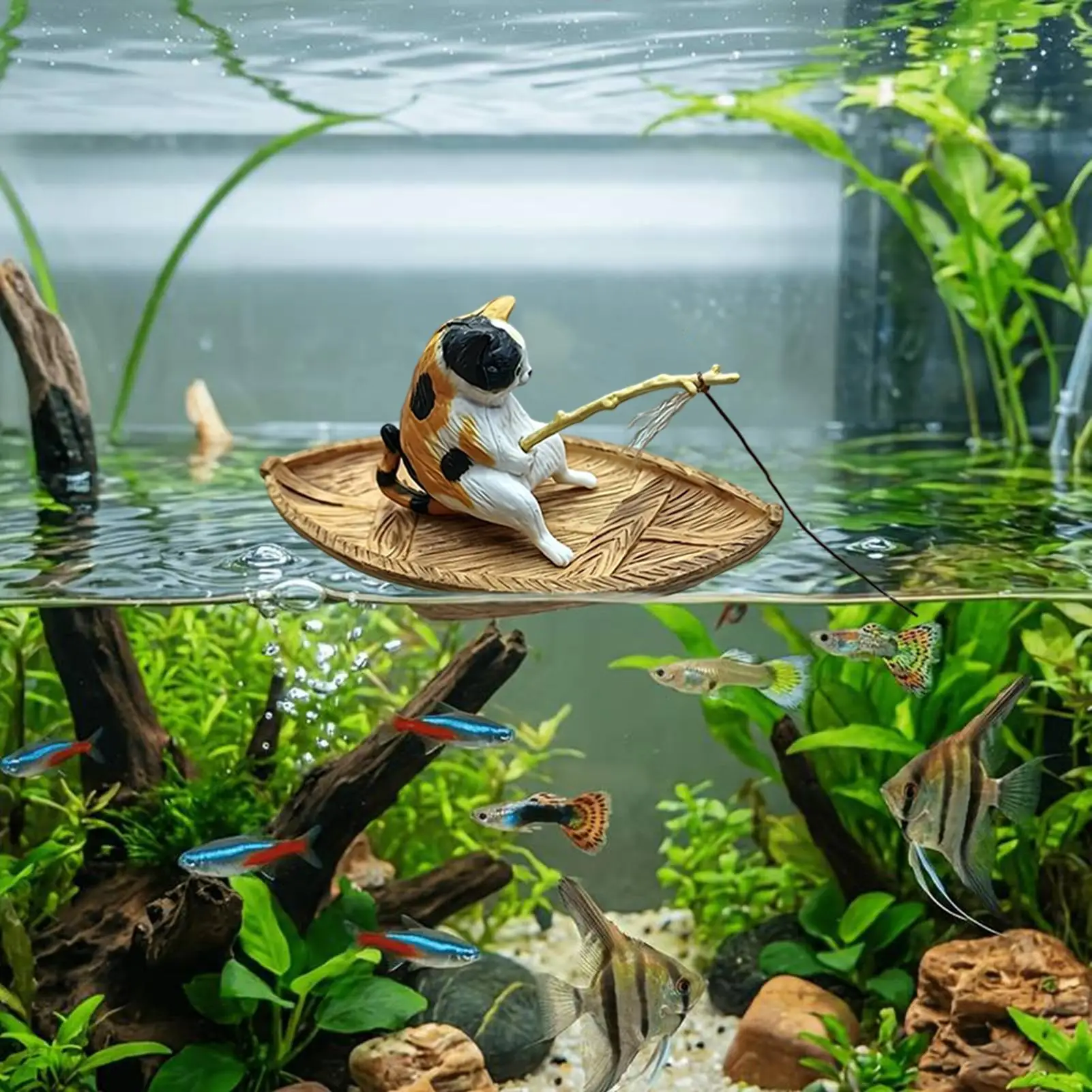 Niedliches Kätzchen-Aquarium-Ornament, Schwimmende Hängende Katzen-Dekoration für Fischbecken, Garten, Teich, Zuhause, Büro, Landschaftsgestaltung, Außenbereich – Detail 8