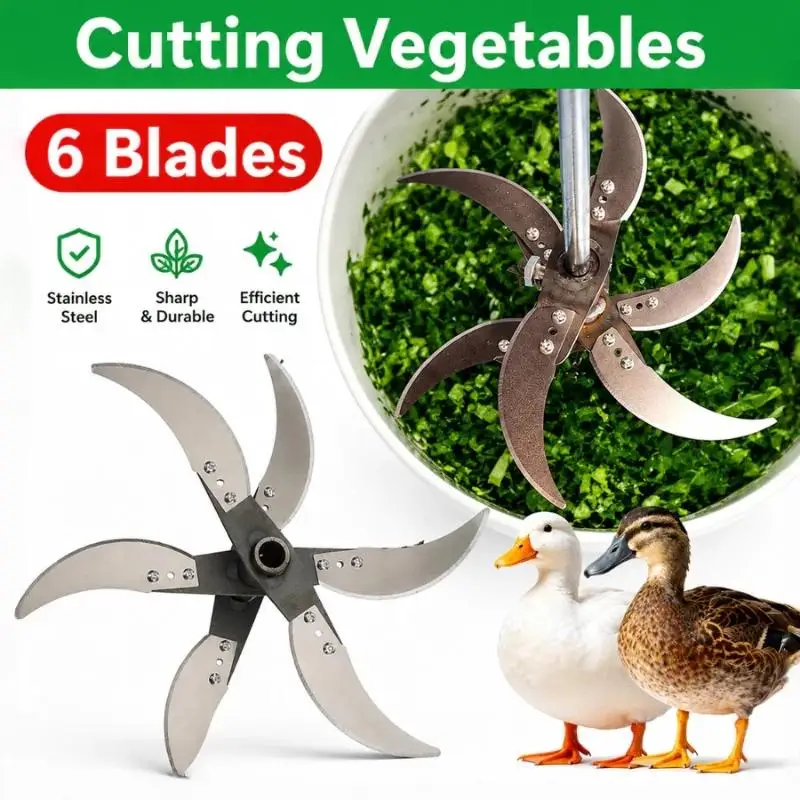 Electric Drill Modified Multifunctional Forage Chopper 6 Knives Vegetable Cutter for Poultry Livestock Feed Making Home Use