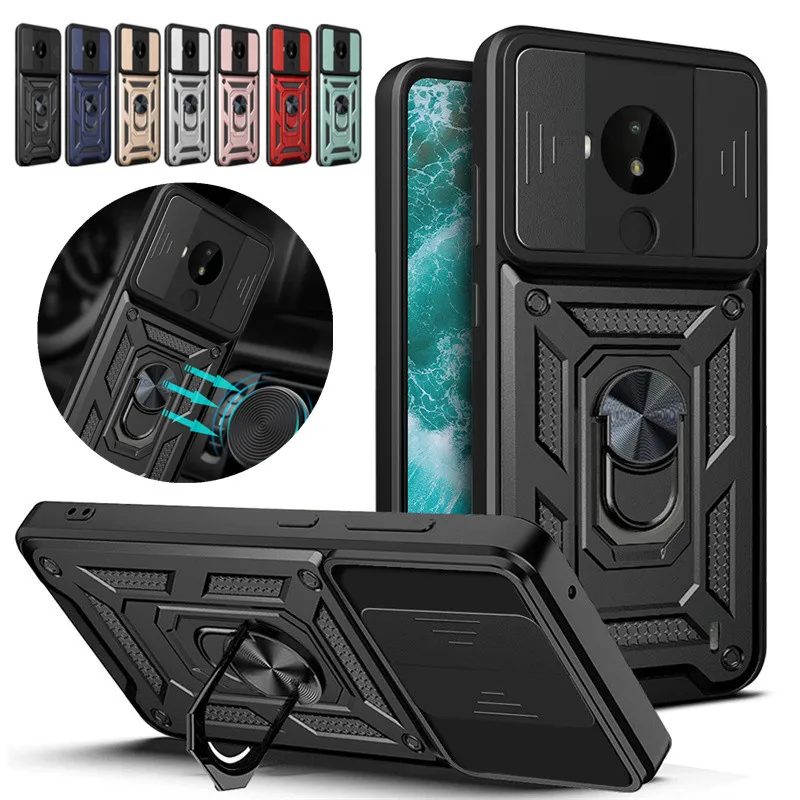 Slide Camera Shockproof Case For Nokia X100 C30 C1 C10 C20 G10 G20 Car Magnetic Holder Ring Protect Shell Bumpers Armor Cover