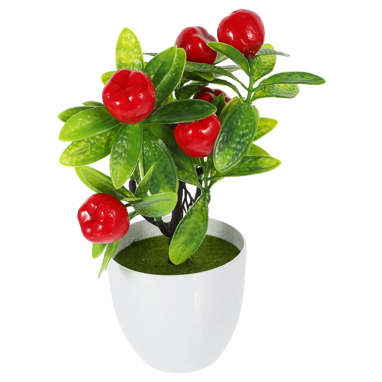 

2Pcs Artificial Plants Faux Fruit Tree Bonsai Green Decor Desktop Adornments Plastic Plant Simulation Potted nament