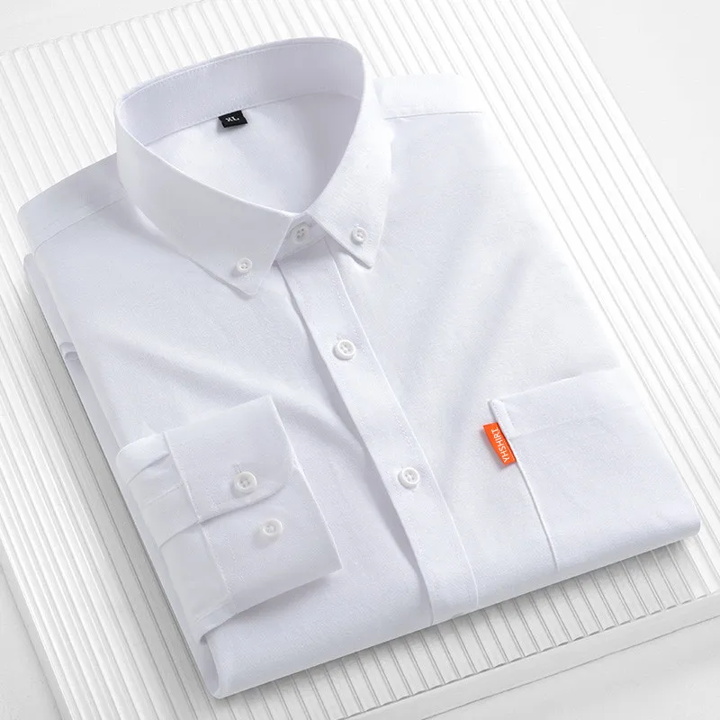 100% القطن الخالص الرجال قميص رسمي للأعمال بلون طويل الأكمام الشباب فستان اجتماعي غير رسمي قميص منتظم صالح لينة رجل الملابس 5XL