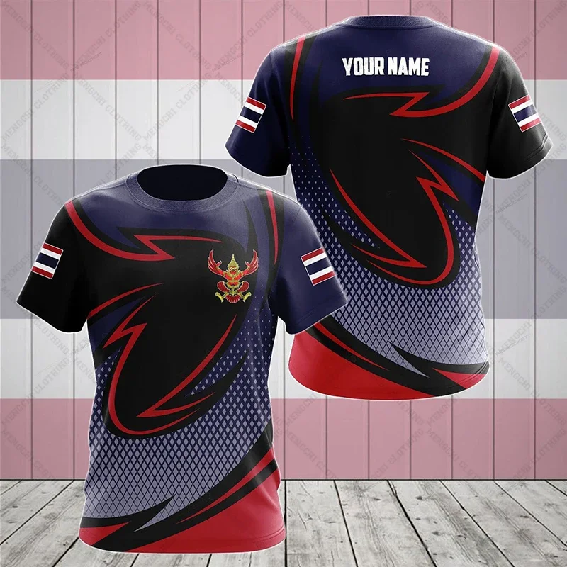 

Customize Thailand Emblem Graphic Tees Summer Fashion Sportswear Men's Loose Oversized T-shirts Short Sleeves Tops O-neck Jersey