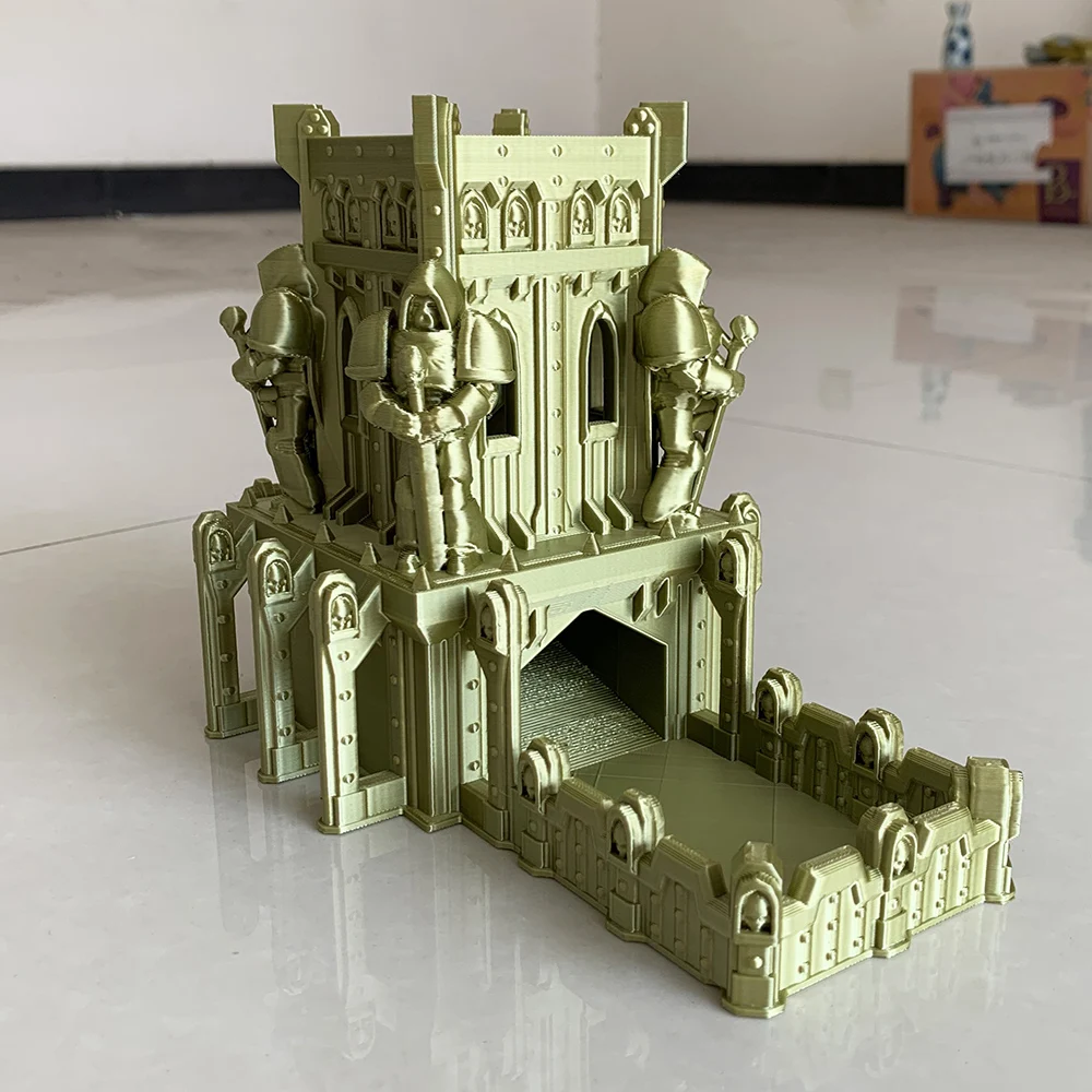 3D Printed Rice Rolling Castle Tray Dice Tower Tabletop Gaming Tower for DND Board Game D&D RPG Desk Decoration