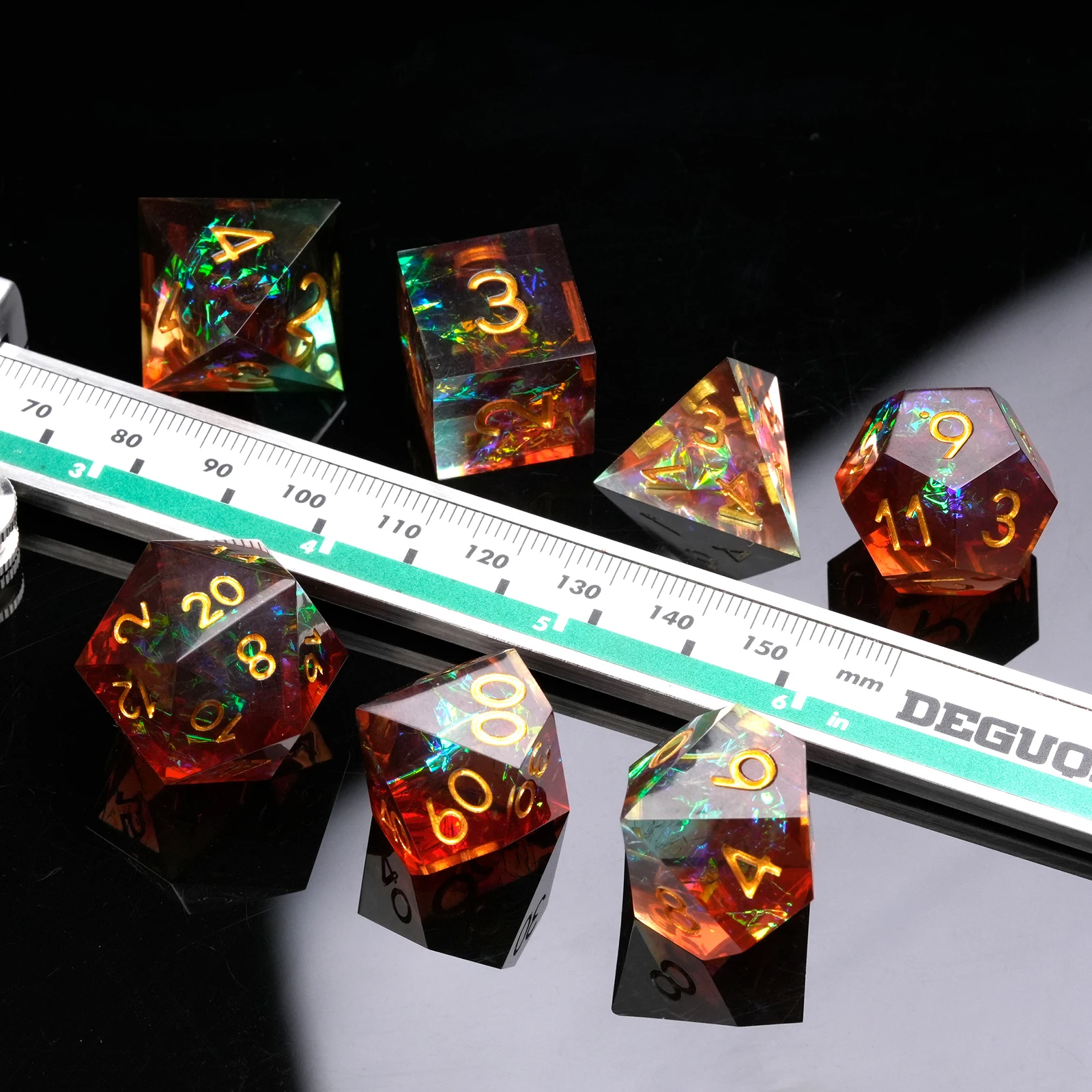 1-7pcs Brown Field Green DND Dice Resin Dice Set D&D Dice Sharp Edge Dice Polyhedral Dice Dungeons and Dragons Table Game D6~D20