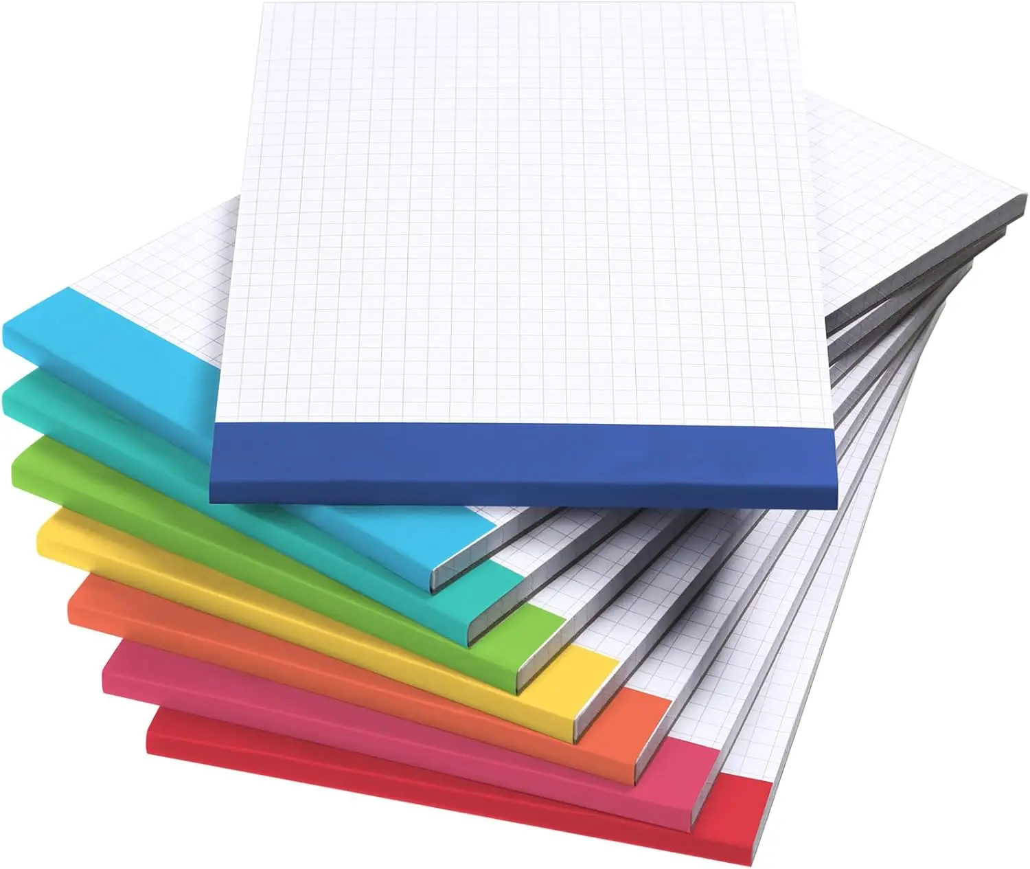 

8 Pcs Graph Paper Notepad 5x8 Inch Mini Notebook Double Sided Memo Pads for School, Assorted Colors, 50 Sheets Each