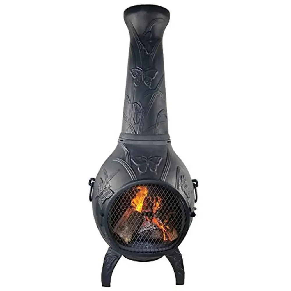 Butterfly Aluminum Chiminea Charcoal Rust-Free Efficient Drafting Emergency Heat Source Large Fire Box Easy Assembly 20