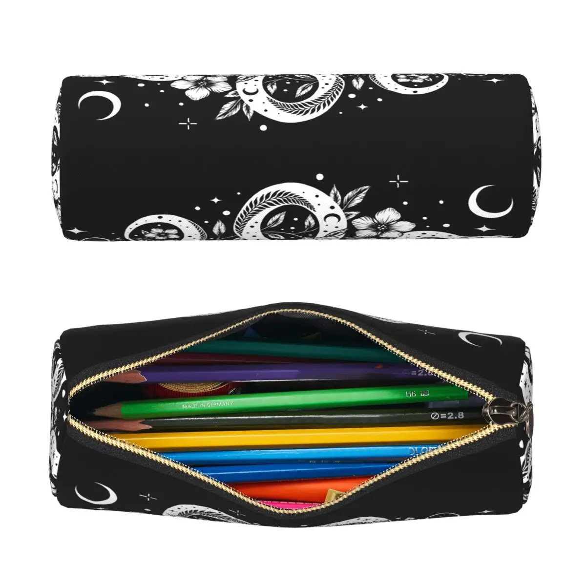 Golden Snake And Moon With Flower Pencil Case for Students School Pen Box Pencil Bag Stationery Supplies Pen Holder Bag