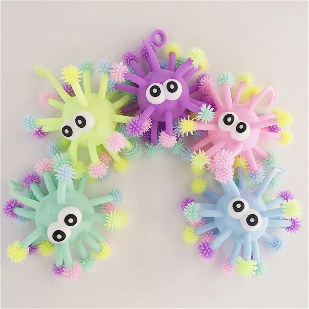 Novidade anti estresse luz brilhante brilho flash dos desenhos animados bola ouriço espremer bolas brinquedos fidget ouriço brilho flash bola