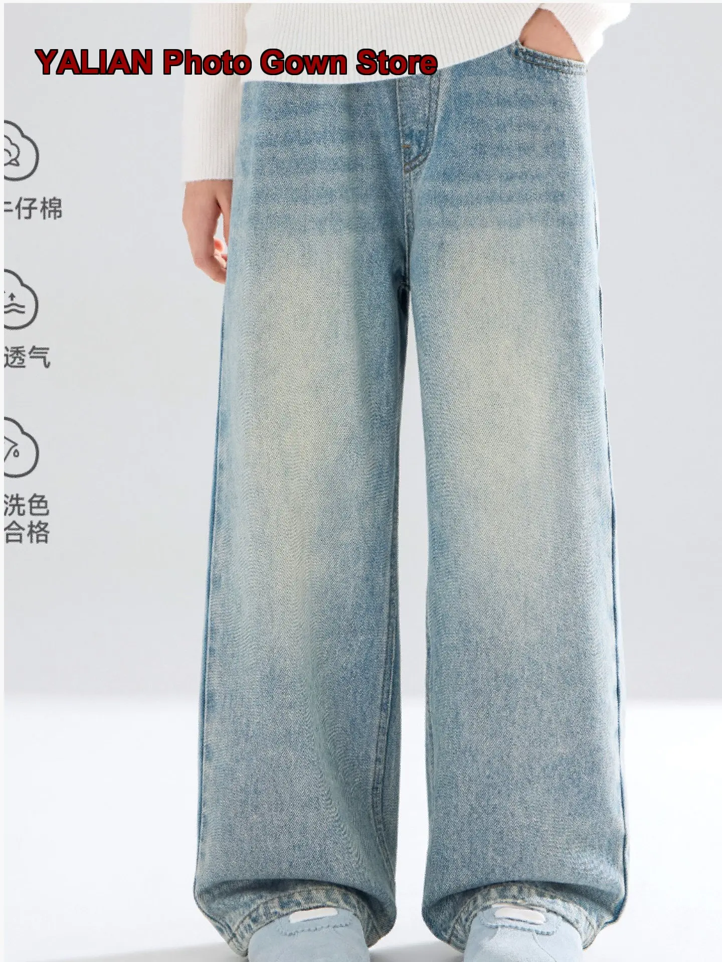 Girls Denim Skirt Kids Autumn Washed Embroidered Bowknot Elegant Sweet Style
