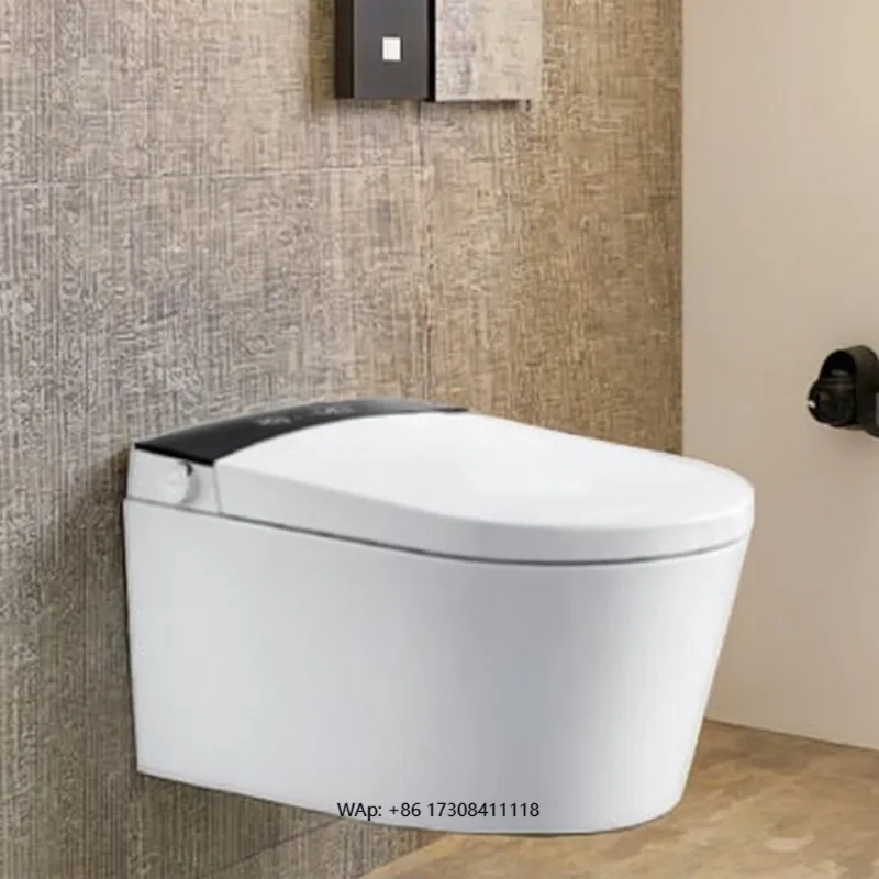 Ultra-Thin Smart Toilet with Gold Remote Control Wall-Hung Smart Toilet Flusher No Water Pressure Limit P Trap Cupc ETL