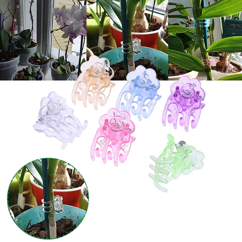 60Pcs/Pack 6 Colors Phalaenopsis Special Clip Plastic Orchid Clips Garden Support Clips Orchid Plant Vine Support