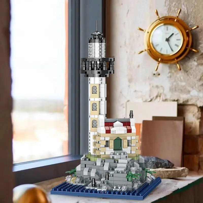 995pcs Seaside Lighthouse Cottage Mini Building Blocks Coastal Hut Light Tower Bricks DIY Assembly Desk Decor Children Xmas Gift