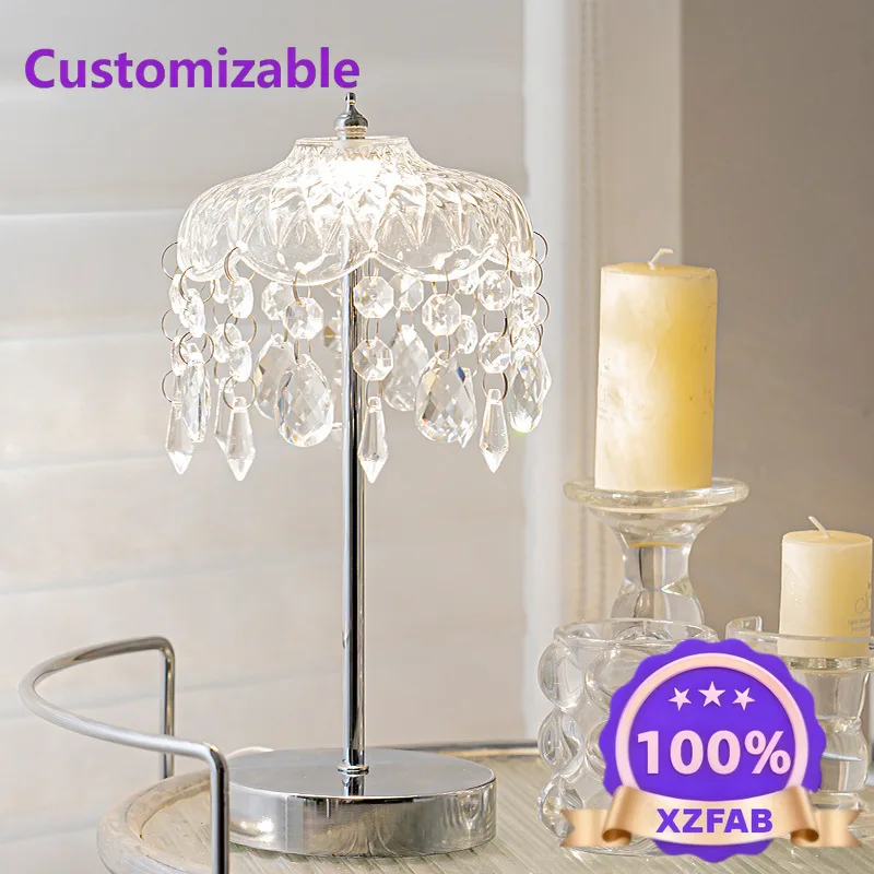 Factory Direct 2026 Light luxury crystal desk lamp bedroom bedside lamp European retro study Internet celebrity cream