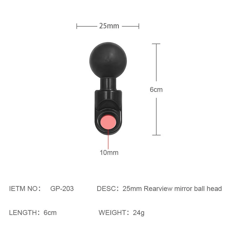 17mm/25mm Aluminum Ball Head Ram Mount Support Angled Bolt Head Adapter Ball Base for Motorcycle Moto Action Camera Accessories
