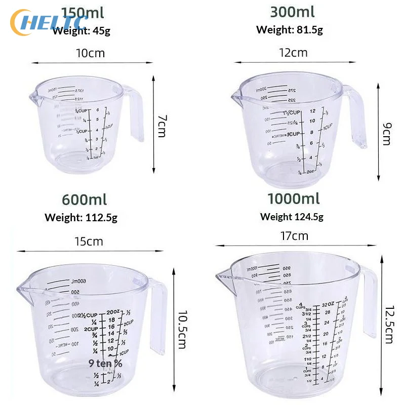 Plastic  150/300/600/1000ml 1 Pcs Baking Liquid Measuring Cups Scale Cup Plastic Mixing Cup Kitchen Baking Tools