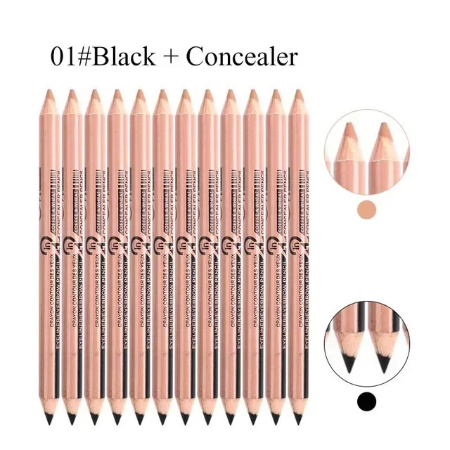 1Pcs Double-headed Black Eyebrow Pencil Dual-use Waterproof Lasting Anti-dark Circles Concealer Pen