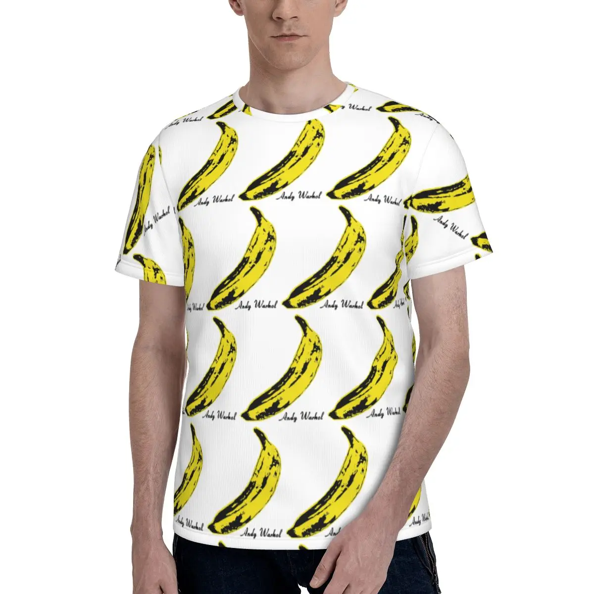 Andy Warhol Sunset Cat Cattle Banana T-Shirt for Men Cotton T Shirts Men's Short Sleeve Crew Neck Summer Clothes Tops